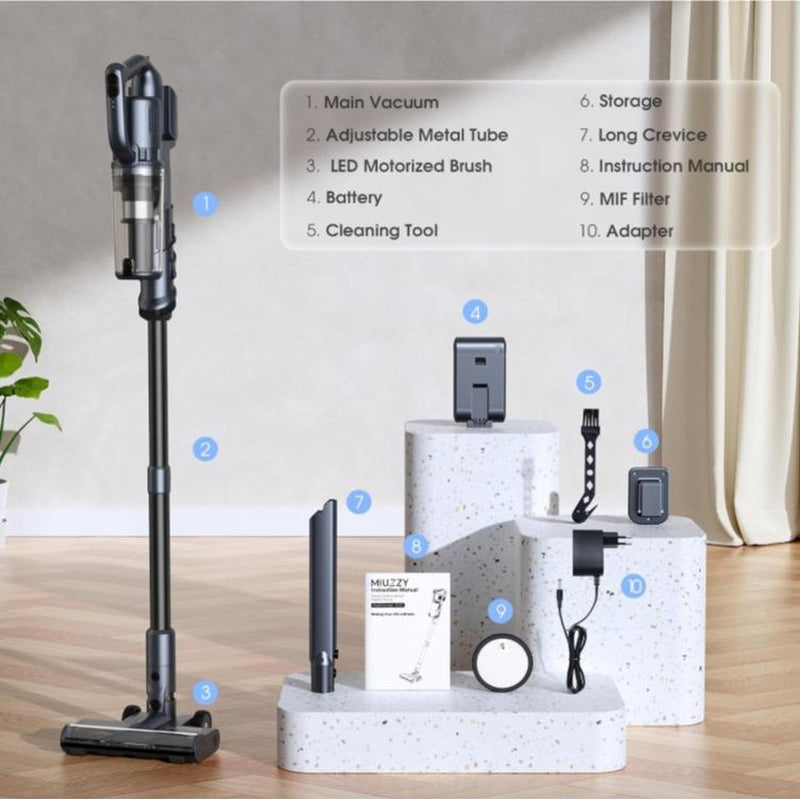 35,000Pa Cordless Vacuum Cleaner, Max 50 Minutes, Lightweight Cordless Cleaners for Home, Stick and Handheld Vacuum for Carpets, Hard Floor, Pet Hair