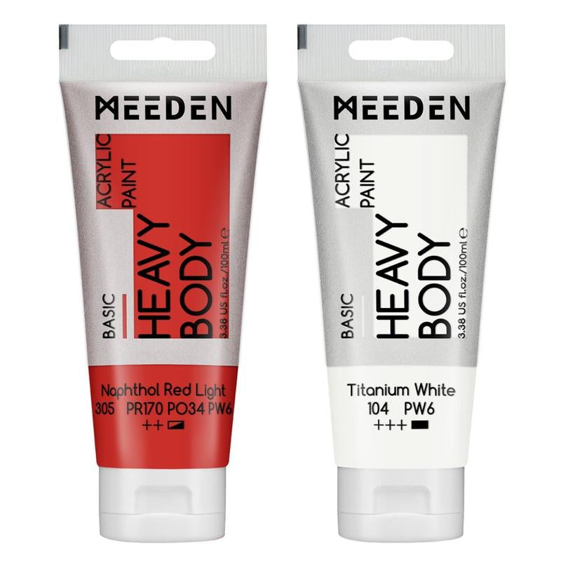 MEEDEN Acrylic Paint Set: 100Ml/3.38Oz X 40 Tubes - Heavy Body Acrylic Paint Set Including 36 Colors & 4 X Titanium White Art Painting Art Supplies
