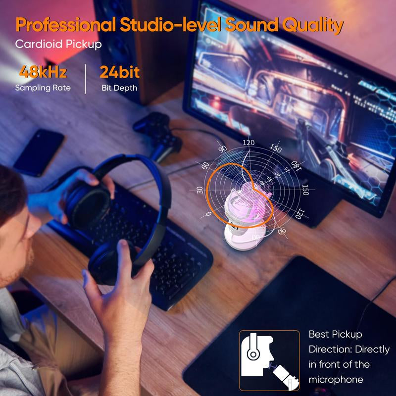 COMICA Ejoy Uni/Uni PRO Wireless Gaming Microphone | RGB Condenser Mic with Calmix Noise Reduction | Desktop Stand • Plug & Play • 50H Battery | Pc/Mobile Compatible for Streaming & Podcasting