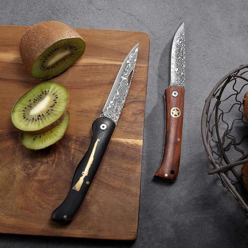 Damascus Steel Camping Knife, Chef'S Knife, Ergonomic Handle Design, Comfortable and Slip-Resistant, Suitable for Kitchen Camping Cooking Barbecue, a Perfect Gift for and Friends