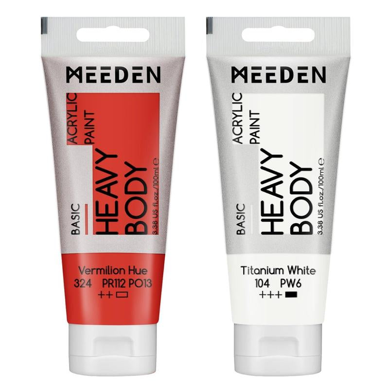 MEEDEN Acrylic Paint Set: 100Ml/3.38Oz X 40 Tubes - Heavy Body Acrylic Paint Set Including 36 Colors & 4 X Titanium White Art Painting Art Supplies