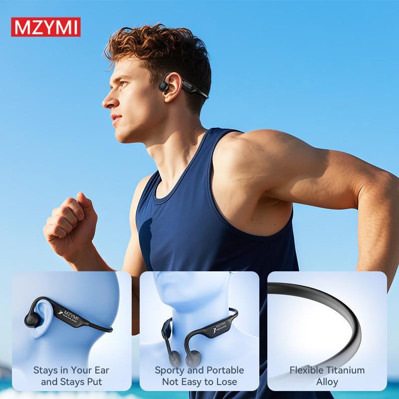 Wireless Bone Conduction Headphones, 8H Battery, Lightweight, Sound Isolation, Volume Control, Tangle-Free, Condenser Mic, , Cycling, Running, Fitness, Adult Open-Back Sports