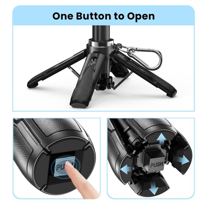 LINBER T26 Mini Selfie Stick Tripod with Detachable Remote, 3 in 1 Portable Phone Handle Grip with 2 Cold Shoes, Short Phone Tripod for Vlog Livestreaming Photography(Black)