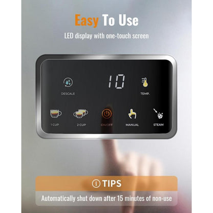 Espresso Machine 20 Bar, Professional Espresso Machine with Milk Frother and Touchscreen, Expresso Coffee Machines with Adjustable Temperature,For Cappuccino, Latte