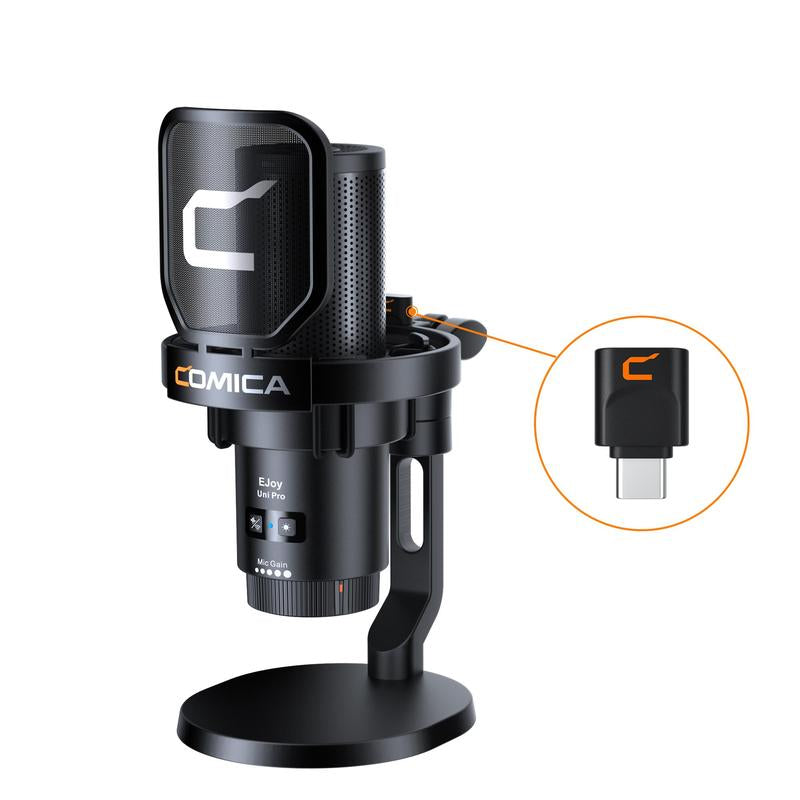 COMICA Ejoy Uni/Uni PRO Wireless Gaming Microphone | RGB Condenser Mic with Calmix Noise Reduction | Desktop Stand • Plug & Play • 50H Battery | Pc/Mobile Compatible for Streaming & Podcasting