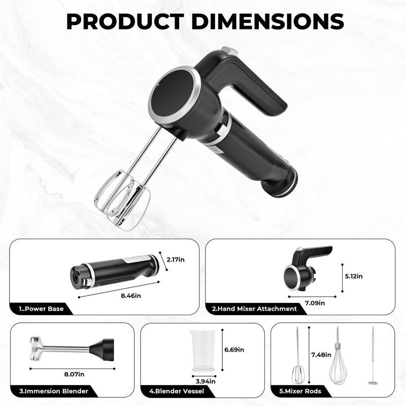 Pukomc Cordless Hand Mixer and Mixer - 12 Speeds, BPA Free, Dishwasher Safe - Versatile for Whipping, Mixing, Whipping Egg Whites, Cake Batter, Cookies and Cream | Cordless and Lightweight