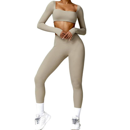 2 Piece Workout Sets for Women Long Sleeve Crop Tops and Yoga Pants Outfits High Waist Flared Leggings Gym Sets Athletic Running Yoga Tight Fit Timeless Sports Style