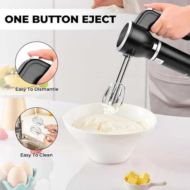 Pukomc Cordless Hand Mixer and Mixer - 12 Speeds, BPA Free, Dishwasher Safe - Versatile for Whipping, Mixing, Whipping Egg Whites, Cake Batter, Cookies and Cream | Cordless and Lightweight