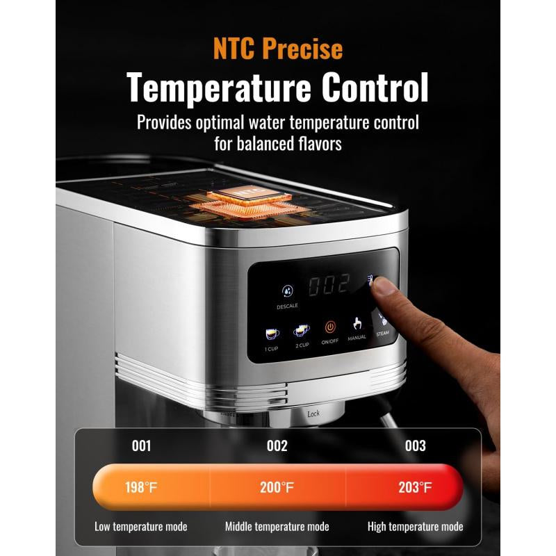 Espresso Machine 20 Bar, Professional Espresso Machine with Milk Frother and Touchscreen, Expresso Coffee Machines with Adjustable Temperature,For Cappuccino, Latte