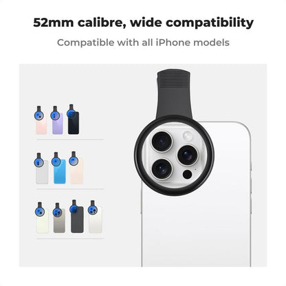 52Mm Clip-0N CPL Phone Cameralens Filter Kit, Circular Polarizerpolarizing Filter Compatible with Mostcell Phones