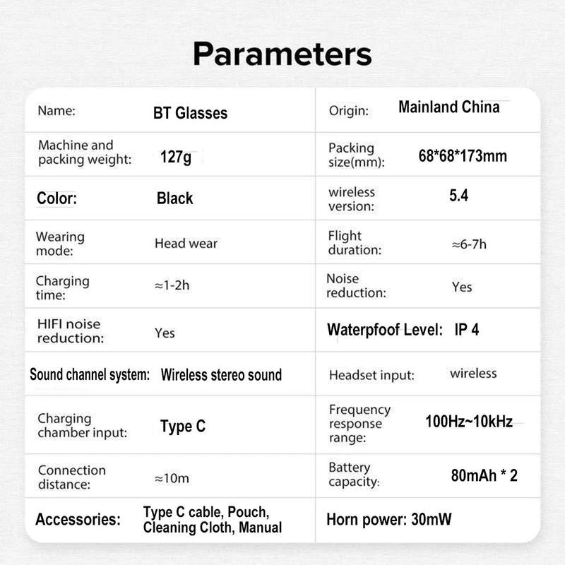 Multifunctional Smart Glasses, Touch Control Smart Sunglasses, Wireless Sunglasses, Bluetooth-Compatible Smart Glasses for Men & Women, Wearable