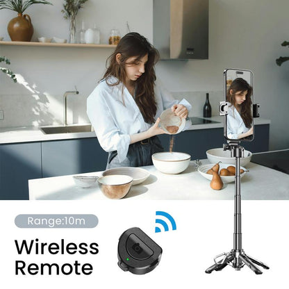 LINBER T26 Mini Selfie Stick Tripod with Detachable Remote, 3 in 1 Portable Phone Handle Grip with 2 Cold Shoes, Short Phone Tripod for Vlog Livestreaming Photography(Black)