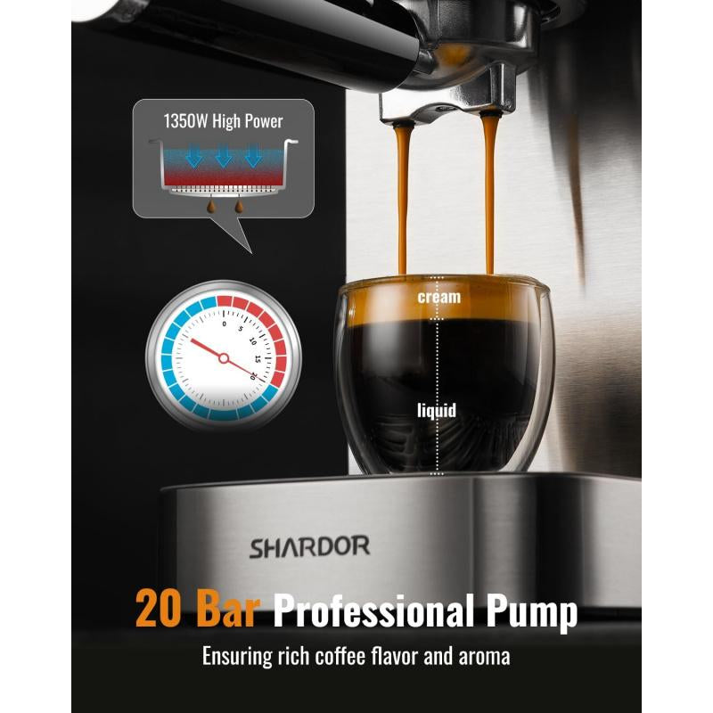 Espresso Machine 20 Bar, Professional Espresso Machine with Milk Frother and Touchscreen, Expresso Coffee Machines with Adjustable Temperature,For Cappuccino, Latte
