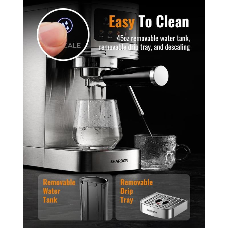 Espresso Machine 20 Bar, Professional Espresso Machine with Milk Frother and Touchscreen, Expresso Coffee Machines with Adjustable Temperature,For Cappuccino, Latte
