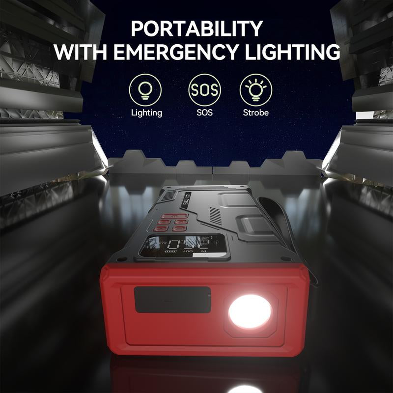 BCJ 16800Mah 5 in 1 Car Jump Starter with Air Compressor & 150PSI Digital Tire Inflator Portable 12V Battery Charger for 10.0L Gas 9.0L Diesel Engines with 6000A Full Set of Accessories Automotive Vehicle