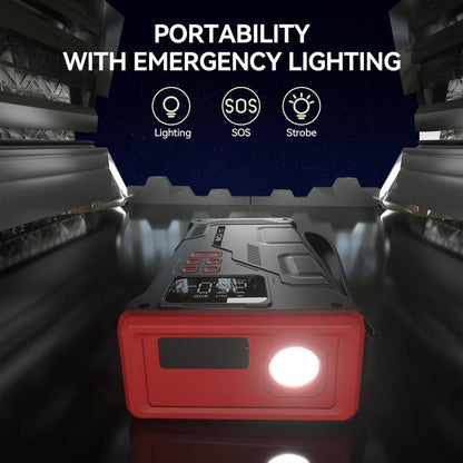 BCJ 16800Mah 5 in 1 Car Jump Starter with Air Compressor & 150PSI Digital Tire Inflator Portable 12V Battery Charger for 10.0L Gas 9.0L Diesel Engines with 6000A Full Set of Accessories Automotive Vehicle