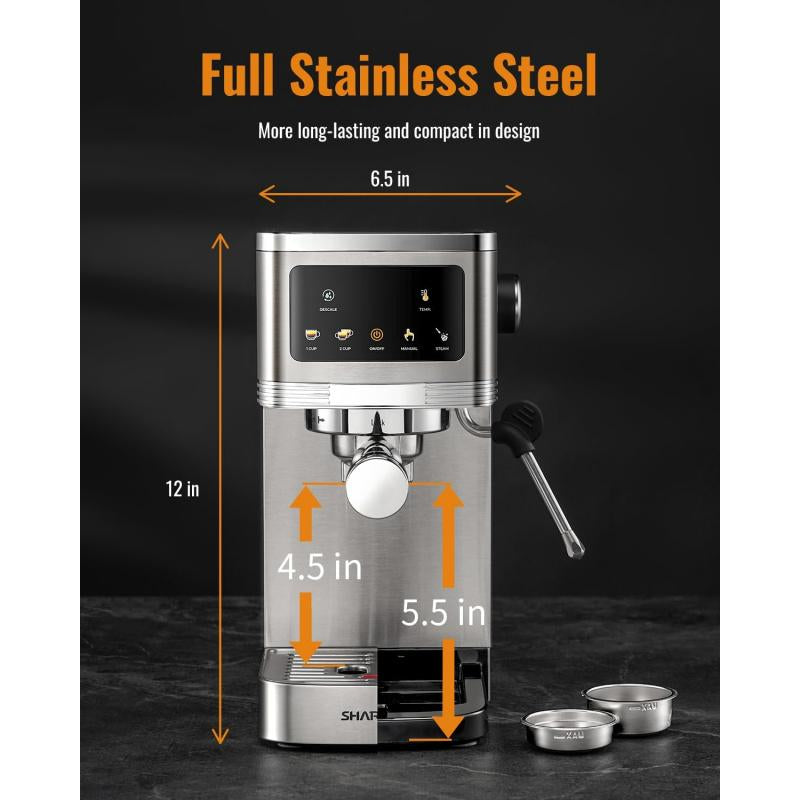 Espresso Machine 20 Bar, Professional Espresso Machine with Milk Frother and Touchscreen, Expresso Coffee Machines with Adjustable Temperature,For Cappuccino, Latte