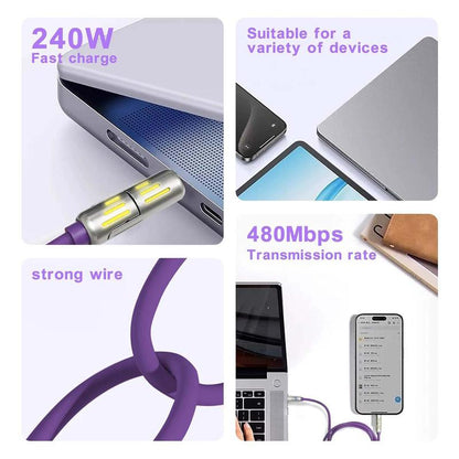[Buy 1 Get 3 Free] 4-In-1 Multi USB Charging Cable with USBA, USBC, Lightning-Max65W Fast Charging & Data Sync for Iphone16/15,Ipad Pro, Fast Charge USB Cable 4-In-1 with Breathing Light Type-C Data Charging Cable