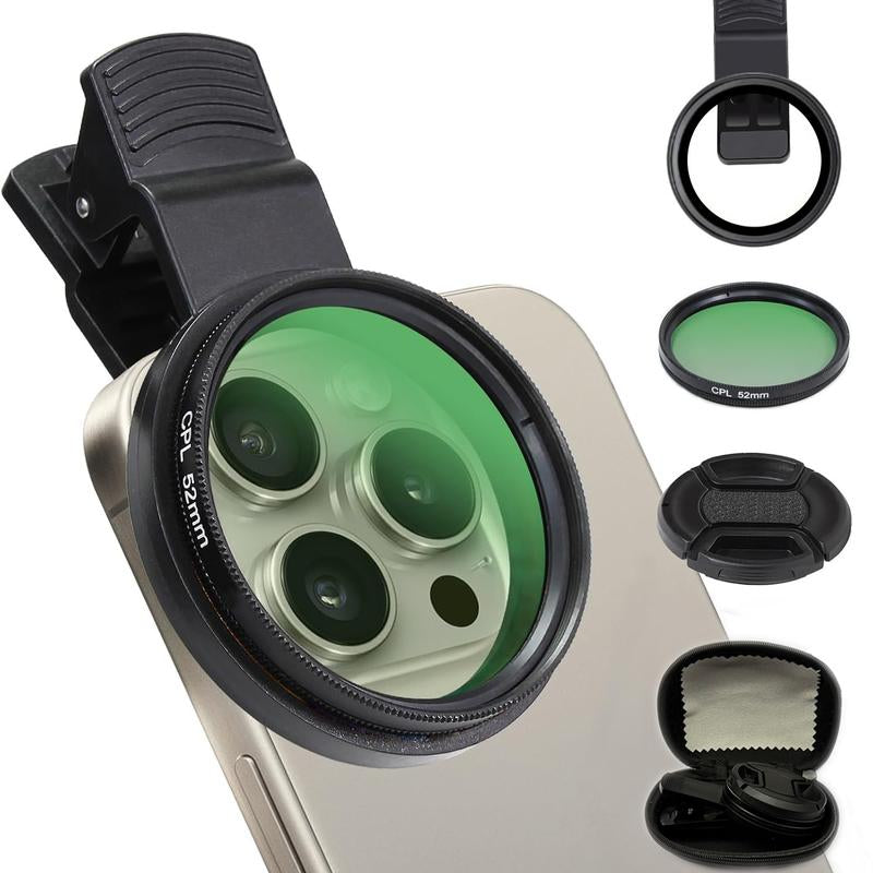 52Mm Clip-0N CPL Phone Cameralens Filter Kit, Circular Polarizerpolarizing Filter Compatible with Mostcell Phones