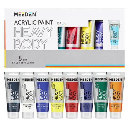 MEEDEN Acrylic Paint Set: 100Ml/3.38Oz X 40 Tubes - Heavy Body Acrylic Paint Set Including 36 Colors & 4 X Titanium White Art Painting Art Supplies