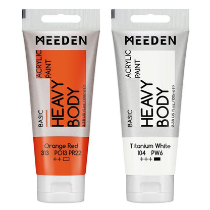 MEEDEN Acrylic Paint Set: 100Ml/3.38Oz X 40 Tubes - Heavy Body Acrylic Paint Set Including 36 Colors & 4 X Titanium White Art Painting Art Supplies