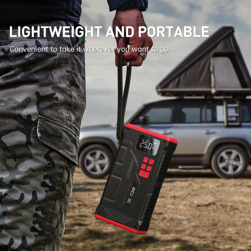 BCJ 16800Mah 5 in 1 Car Jump Starter with Air Compressor & 150PSI Digital Tire Inflator Portable 12V Battery Charger for 10.0L Gas 9.0L Diesel Engines with 6000A Full Set of Accessories Automotive Vehicle