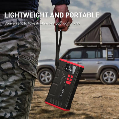 BCJ 16800Mah 5 in 1 Car Jump Starter with Air Compressor & 150PSI Digital Tire Inflator Portable 12V Battery Charger for 10.0L Gas 9.0L Diesel Engines with 6000A Full Set of Accessories Automotive Vehicle