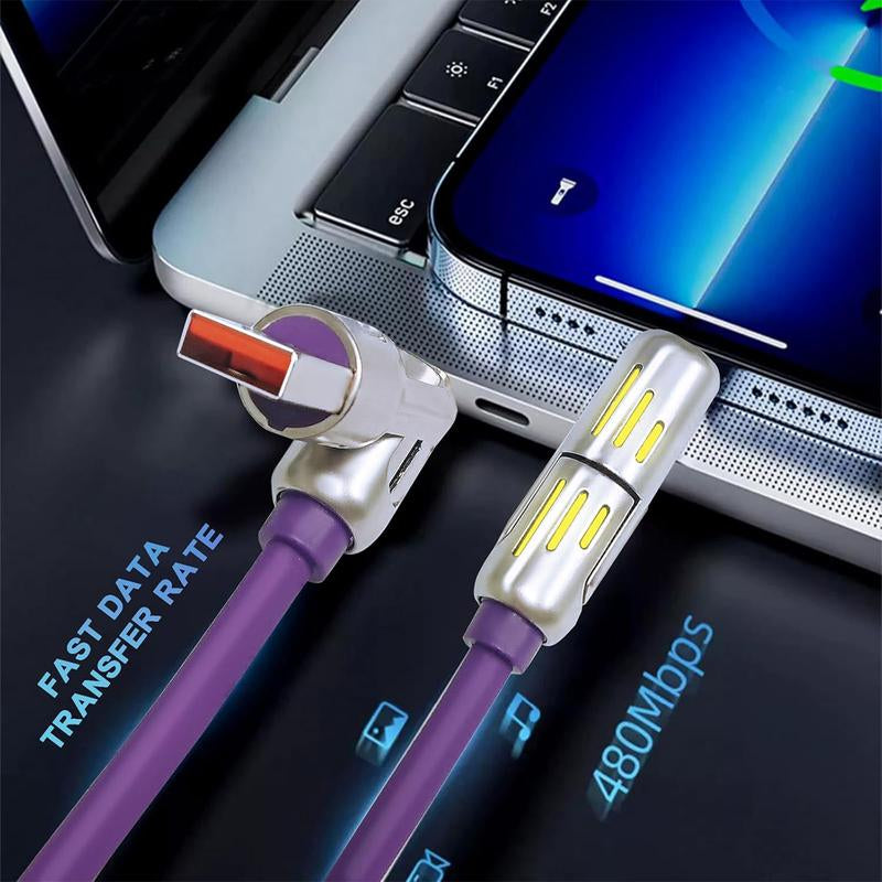 [Buy 1 Get 3 Free] 4-In-1 Multi USB Charging Cable with USBA, USBC, Lightning-Max65W Fast Charging & Data Sync for Iphone16/15,Ipad Pro, Fast Charge USB Cable 4-In-1 with Breathing Light Type-C Data Charging Cable