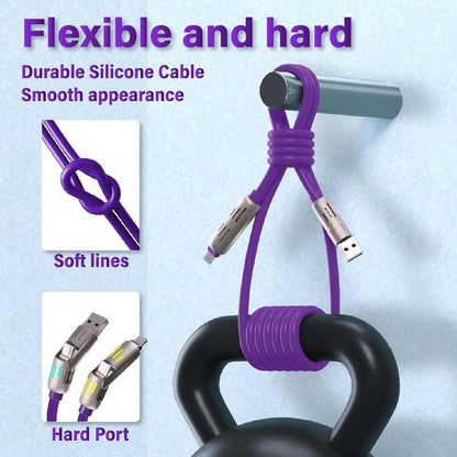[Buy 1 Get 3 Free] 4-In-1 Multi USB Charging Cable with USBA, USBC, Lightning-Max65W Fast Charging & Data Sync for Iphone16/15,Ipad Pro, Fast Charge USB Cable 4-In-1 with Breathing Light Type-C Data Charging Cable