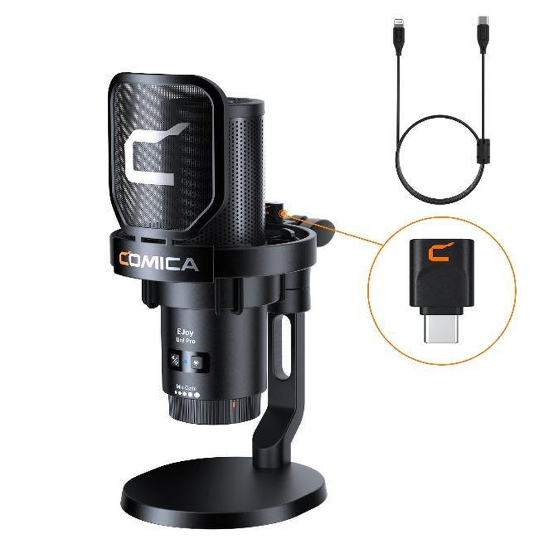 COMICA Ejoy Uni/Uni PRO Wireless Gaming Microphone | RGB Condenser Mic with Calmix Noise Reduction | Desktop Stand • Plug & Play • 50H Battery | Pc/Mobile Compatible for Streaming & Podcasting