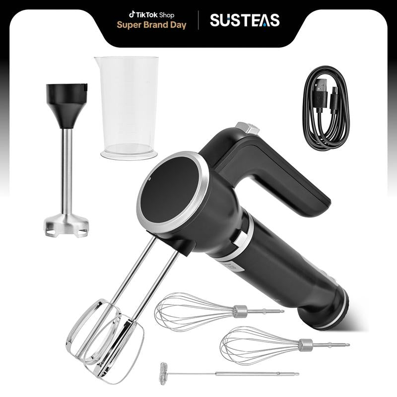 Pukomc Cordless Hand Mixer and Mixer - 12 Speeds, BPA Free, Dishwasher Safe - Versatile for Whipping, Mixing, Whipping Egg Whites, Cake Batter, Cookies and Cream | Cordless and Lightweight
