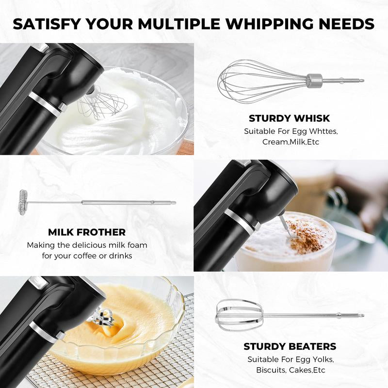 Pukomc Cordless Hand Mixer and Mixer - 12 Speeds, BPA Free, Dishwasher Safe - Versatile for Whipping, Mixing, Whipping Egg Whites, Cake Batter, Cookies and Cream | Cordless and Lightweight