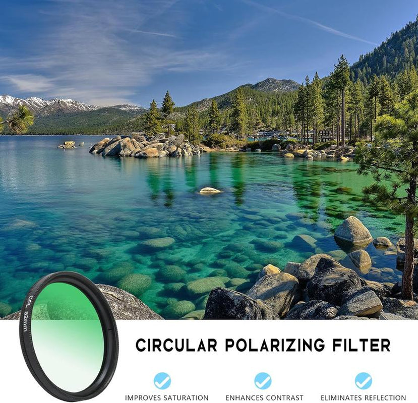52Mm Clip-0N CPL Phone Cameralens Filter Kit, Circular Polarizerpolarizing Filter Compatible with Mostcell Phones