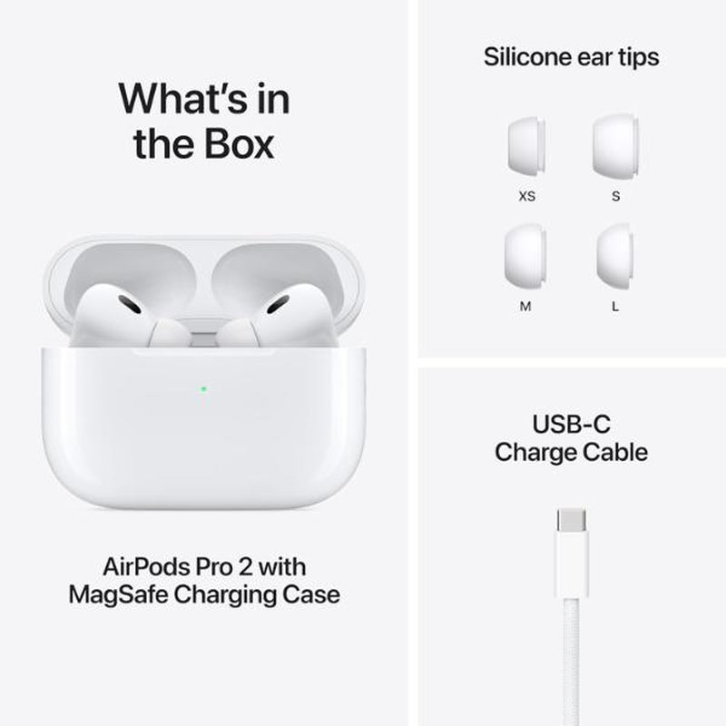 Apple Airpods Pro (2Nd Generation) Wireless Ear Buds with USB-C Charging, up to 2X More Active Noise Cancelling Bluetooth Headphones, Transparency Mode, Adaptive Audio, Personalized Spatial Audio