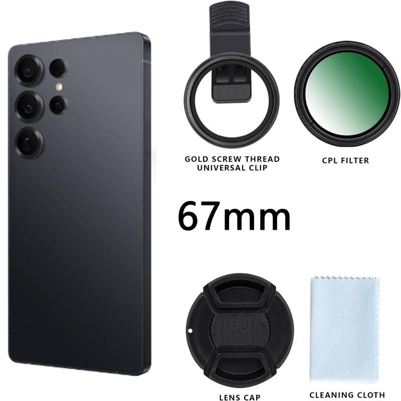 52Mm Clip-0N CPL Phone Cameralens Filter Kit, Circular Polarizerpolarizing Filter Compatible with Mostcell Phones