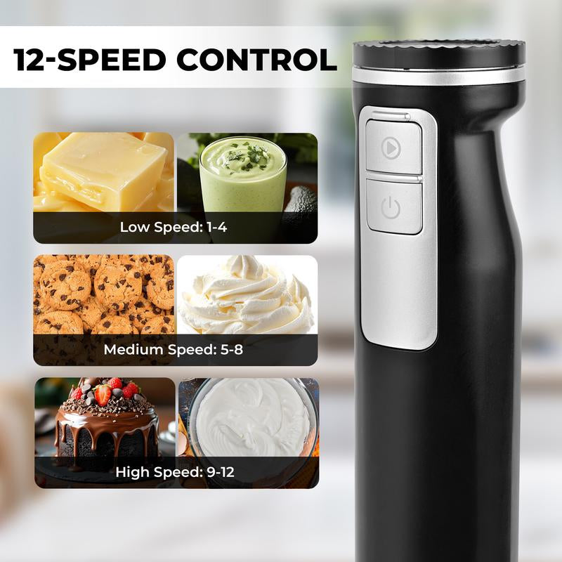 Pukomc Cordless Hand Mixer and Mixer - 12 Speeds, BPA Free, Dishwasher Safe - Versatile for Whipping, Mixing, Whipping Egg Whites, Cake Batter, Cookies and Cream | Cordless and Lightweight