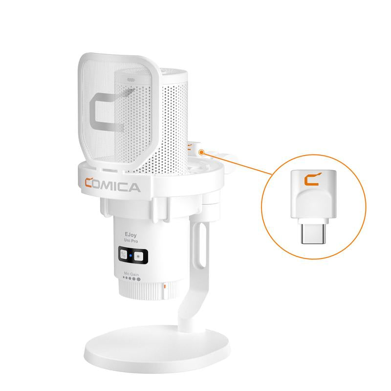 COMICA Ejoy Uni/Uni PRO Wireless Gaming Microphone | RGB Condenser Mic with Calmix Noise Reduction | Desktop Stand • Plug & Play • 50H Battery | Pc/Mobile Compatible for Streaming & Podcasting