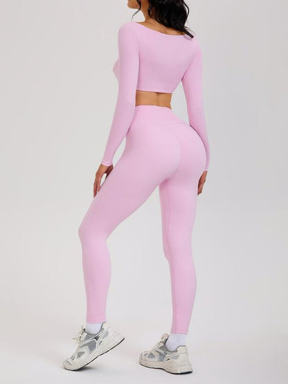 2 Piece Workout Sets for Women Long Sleeve Crop Tops and Yoga Pants Outfits High Waist Flared Leggings Gym Sets Athletic Running Yoga Tight Fit Timeless Sports Style