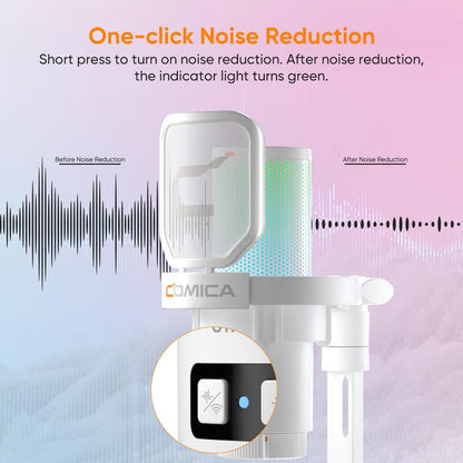 COMICA Ejoy Uni/Uni PRO Wireless Gaming Microphone | RGB Condenser Mic with Calmix Noise Reduction | Desktop Stand • Plug & Play • 50H Battery | Pc/Mobile Compatible for Streaming & Podcasting