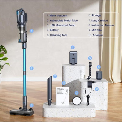 35,000Pa Cordless Vacuum Cleaner, Max 50 Minutes, Lightweight Cordless Cleaners for Home, Stick and Handheld Vacuum for Carpets, Hard Floor, Pet Hair