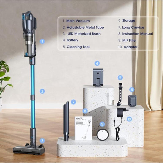 35,000Pa Cordless Vacuum Cleaner, Max 50 Minutes, Lightweight Cordless Cleaners for Home, Stick and Handheld Vacuum for Carpets, Hard Floor, Pet Hair