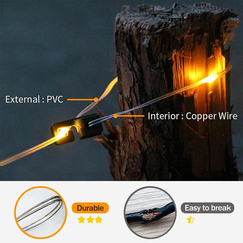 32.8 FT Retractable String Lights 4 in 1 Rechargeable Outdoor Camping String Light with 8 Lighting Modes for Halloween Holiday Christmas Decoration