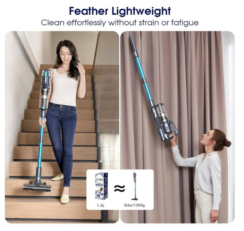 35,000Pa Cordless Vacuum Cleaner, Max 50 Minutes, Lightweight Cordless Cleaners for Home, Stick and Handheld Vacuum for Carpets, Hard Floor, Pet Hair