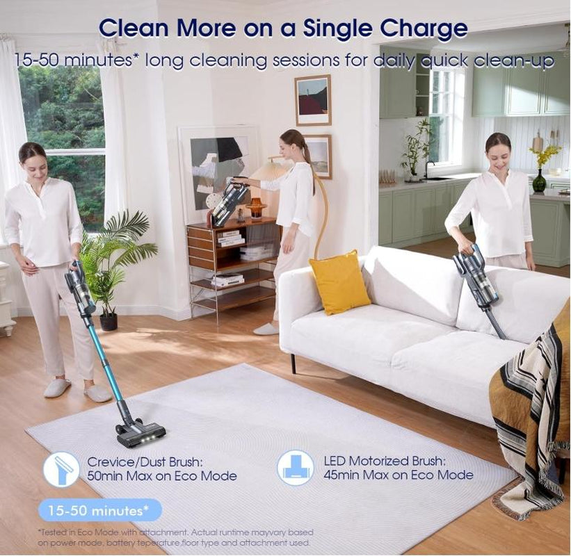 35,000Pa Cordless Vacuum Cleaner, Max 50 Minutes, Lightweight Cordless Cleaners for Home, Stick and Handheld Vacuum for Carpets, Hard Floor, Pet Hair